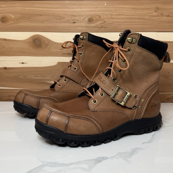 Polo By Ralph Lauren Brown Leather Country Ranger Ankle Boots